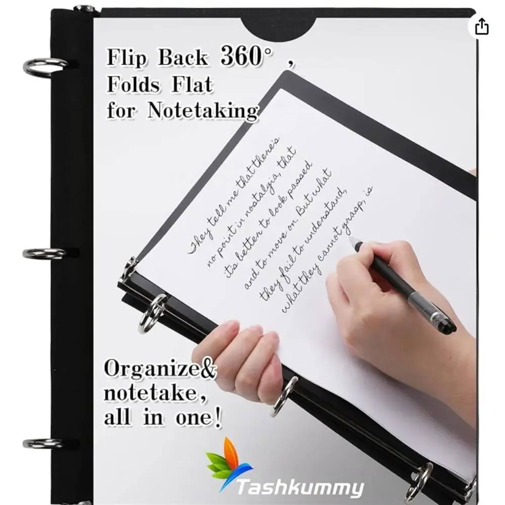 4 Pack 360 Degree 3-Ring Pivotable Flexible Binders- Black, White, Blue, Red